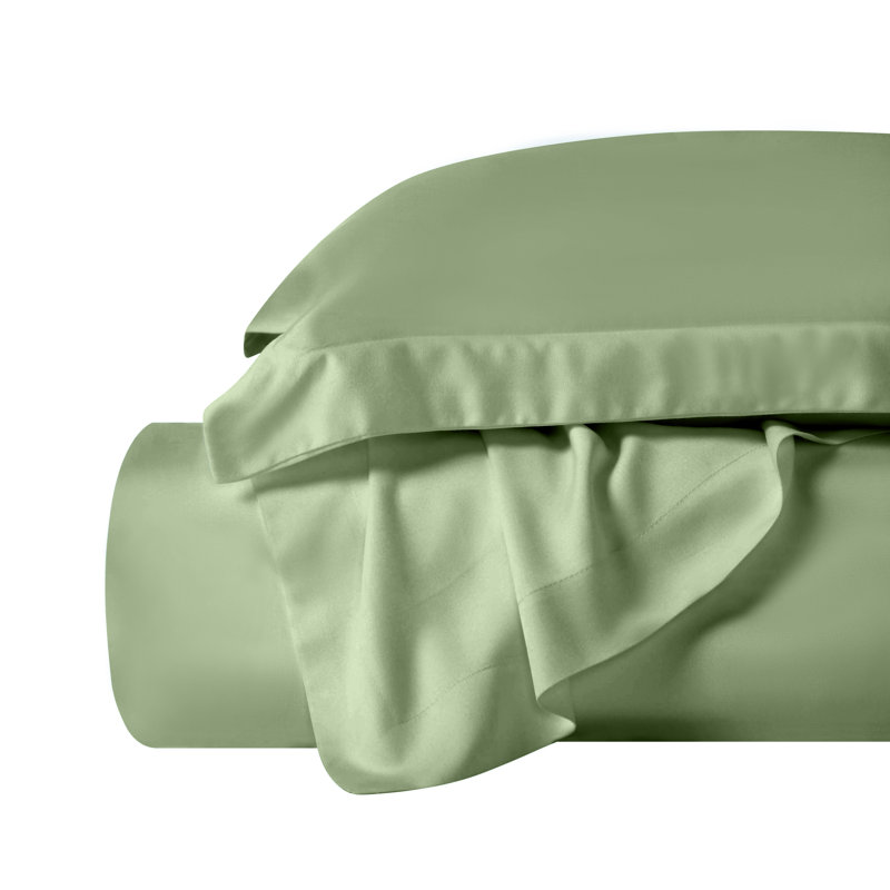 Superior 300 Thread Count Rayon from Bamboo Modern & Contemporary 3 Piece Duvet Cover Set, Sage, Full/Queen Duvet Cover