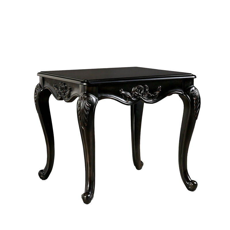 1 table de bout carrée de style traditionnel avec pieds incurvés en bois massif