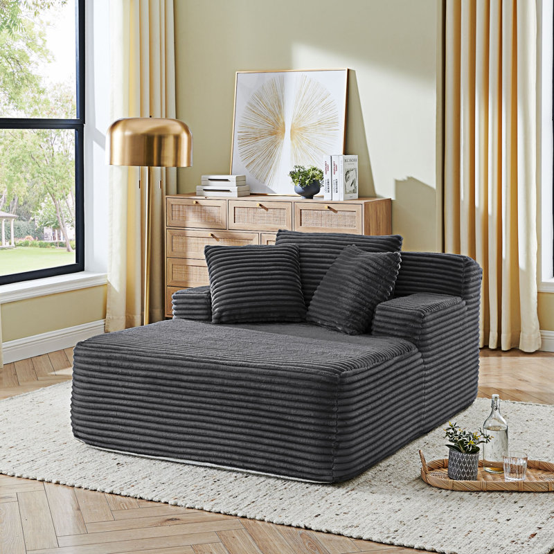 Chaise longue rembourrée rembourrée, Gris foncé