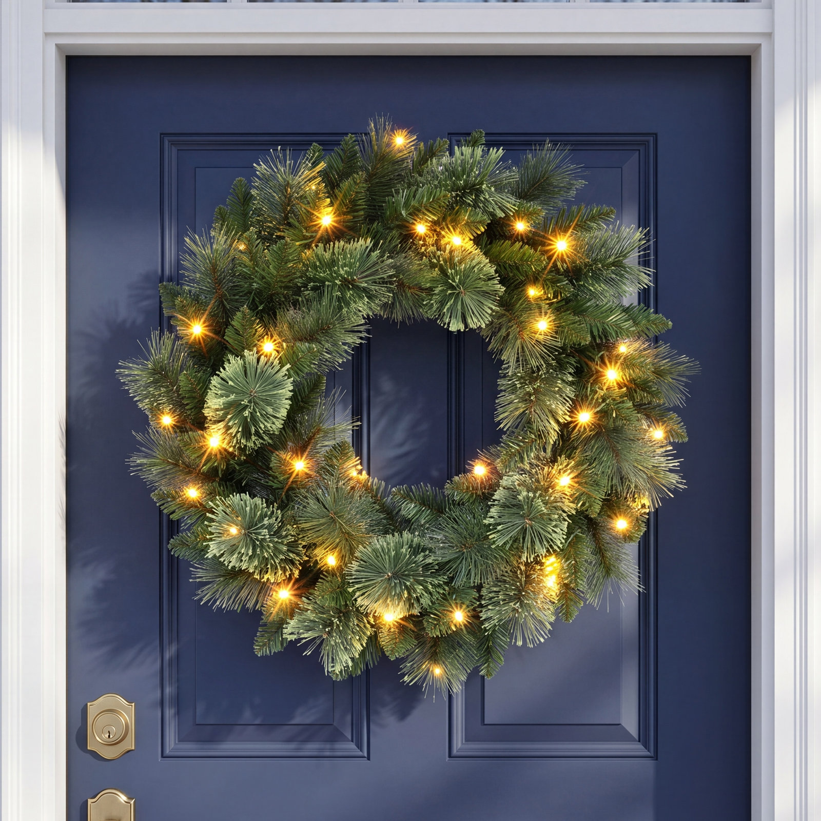 24'' Faux Pine Lighted Wreath