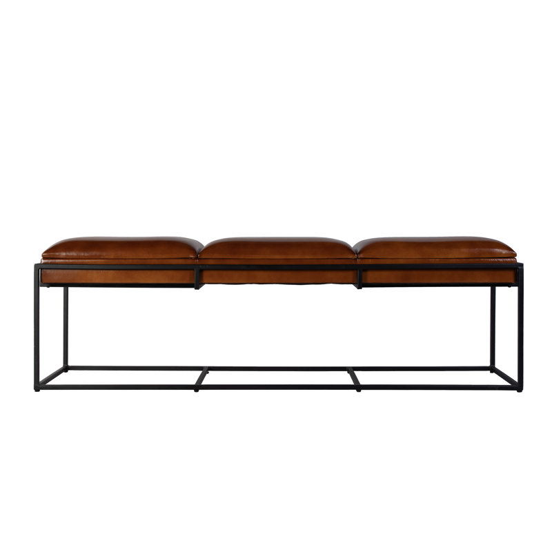 Banc décoratif en cuir et en fer l 62 po Kane