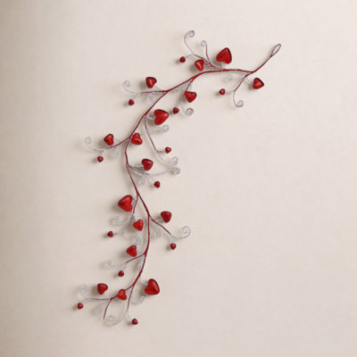 Red Glitter Hearts Garland