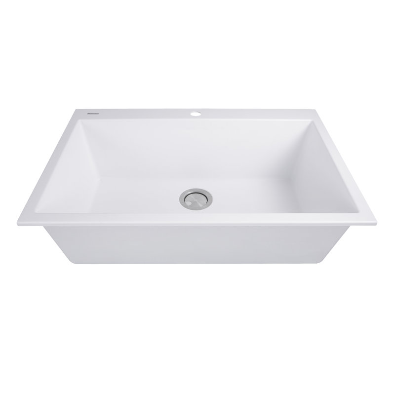 Plymouth 33'' L Single Bowl Granite Kitchen Sink, White