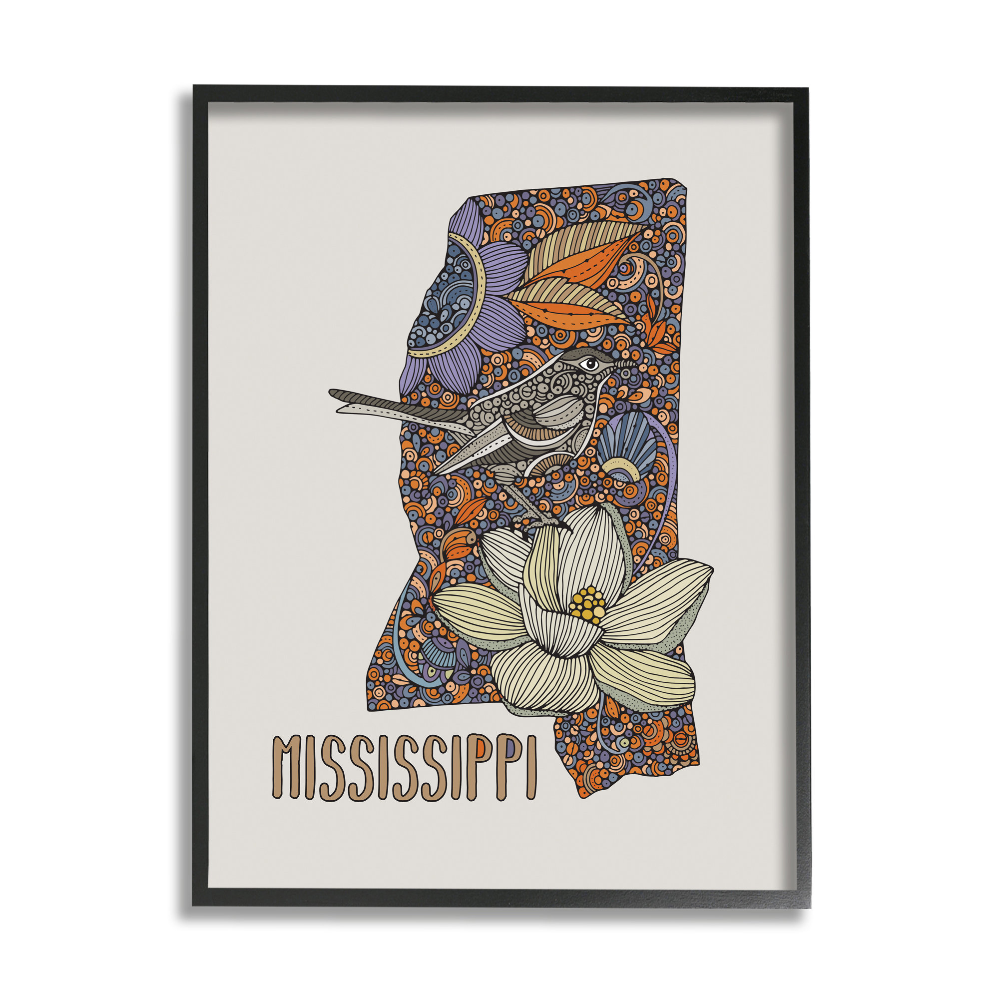 Stupell Industries Detailed Mississippi Bird and Flower Pattern Design ...