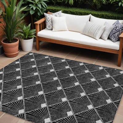 Tapis intérieur lavable à motif géométrique 9 pi x 12 pi ivoire