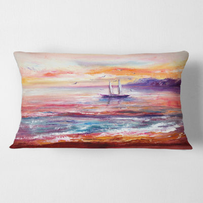 Boat the Ocean During Vibrant Sunset Rectangular Pillow Cover & Insert