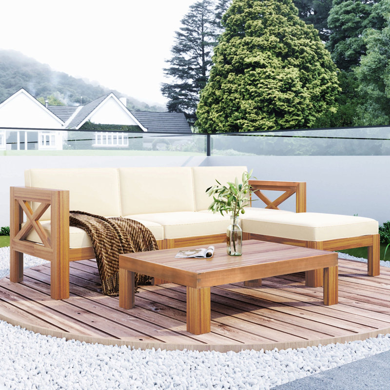 Ensemble de conversation modulaire avec canapé et coussins 5 pièces, Beige