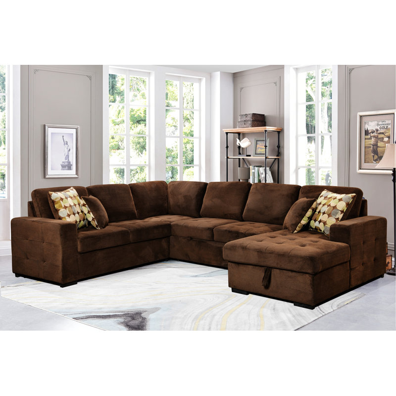 Canapé à accoudoirs carrés 96,86 po Annarama, Polyester brun foncé