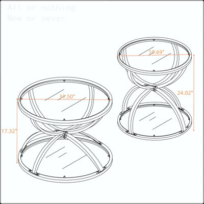 Table basse ronde à 2 niveaux avec structure en métal