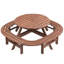 Table de pique-nique d'extérieur ronde en bois pour 10 à 12 personnes