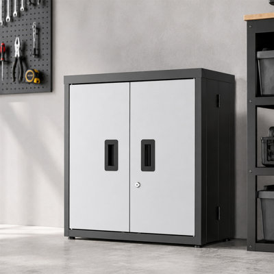 Armoire de rangement mobile pour outils, 2 tiroirs + porte verrouillable, acier laminé à froid, roulettes verrouillables