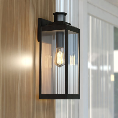 Lanterne murale d'extérieur à 1 ampoule texturée noire H 13,75 po Kinzie