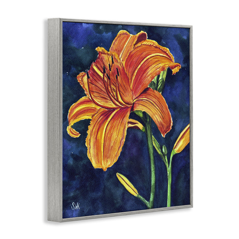 «Orange Day Lily White», art de la giclée par Sarah Waldron Kimball, H 30 po x l 24 po, Estampe numérique Farmhouse