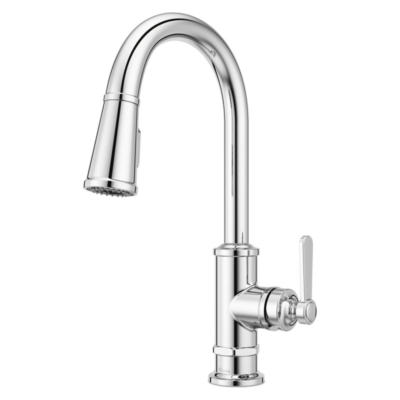 Robinet de cuisine à poignée simple, Chrome poli