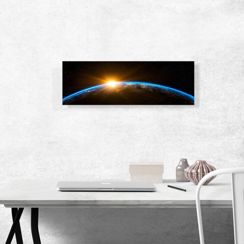 " Planet Earth Sunrise From Space ", 12" H x 36" W x 0.75" D