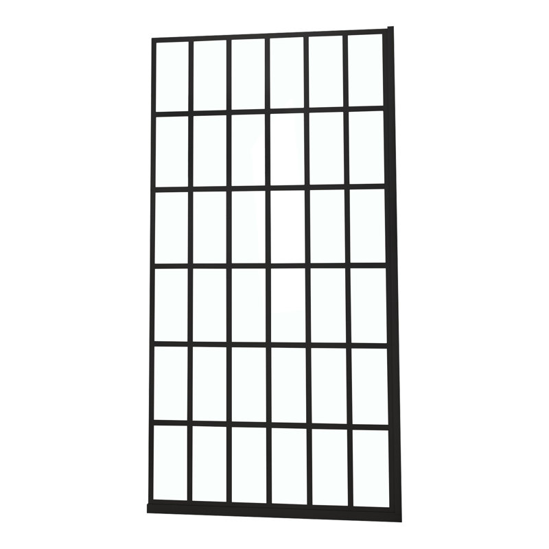 Porte de douche à panneau simple l 34 po x H 72 po sans cadre, entrée ouverte, noir mat