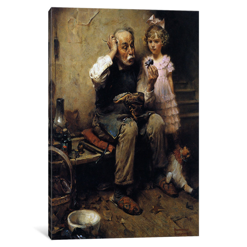 « cobbler etudieing » par norman rockwell, reproduction d’art sur toile tendue, H 18 po x l 12 po x P 1,5 po