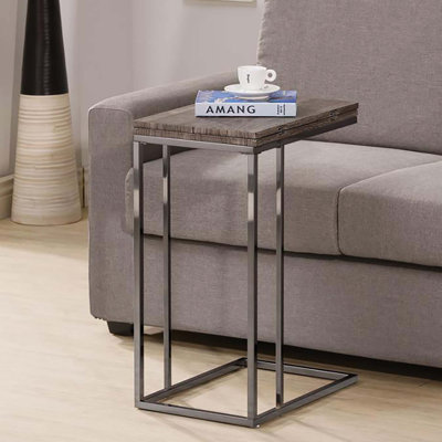 Table de bout extensible avec plateau gris vieilli, parfaite pour les espaces de vie modernes et classiques