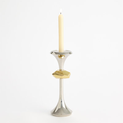 Gabriel Nickel Candle Holder-Lg
