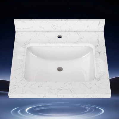 24 po X P 22 po D Comptoir de salle de bain rectangulaire en marbre blanc cultivé