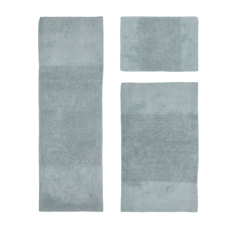 Ensemble de tapis pour salle de bain 100% coton Merkle, Bleu