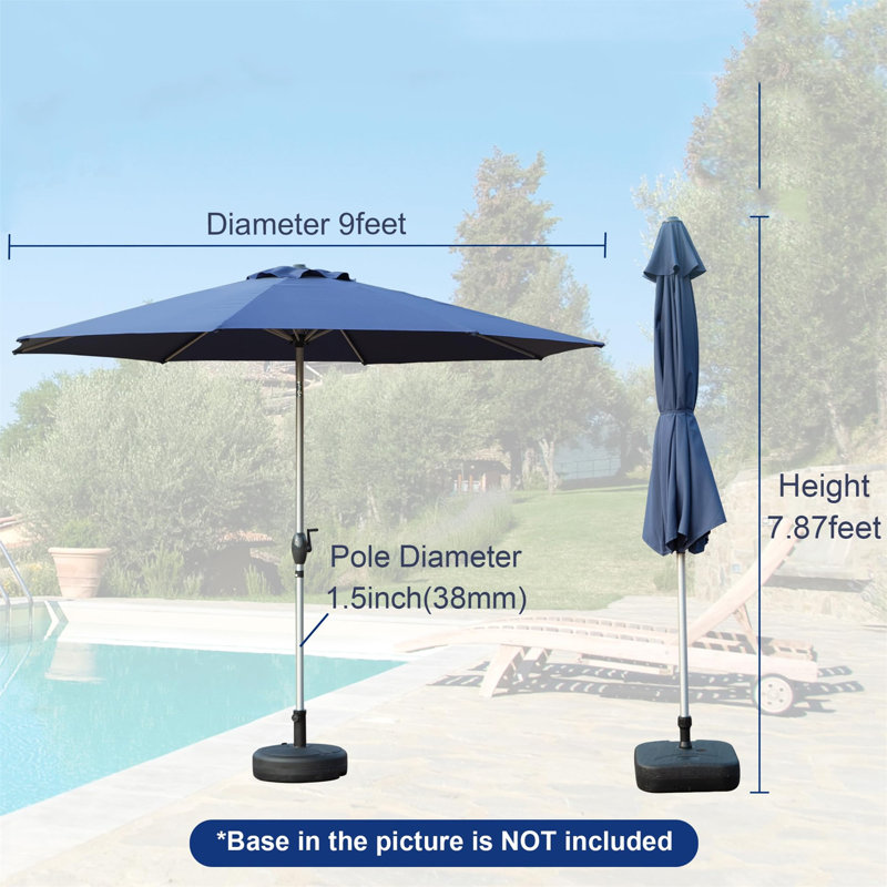 Parasol de patio 9 pi, L 108 po x P 108 po, Marine