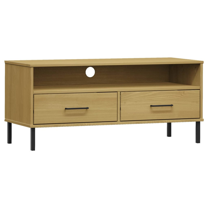 Leathan Unfinished Corner TV Stand for TVs up to 43", Brown