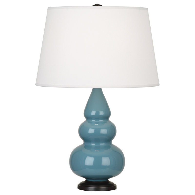 Small Triple Gourd Ceramic Table Lamp, Steel Blue/Deep Patina Bronze, Deep Patina Bronze