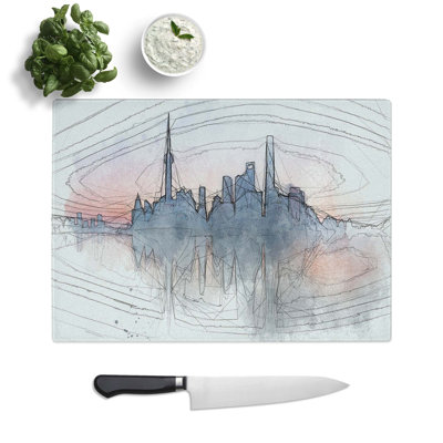 Tempered Glass View of Shanghai in China in Abstract Chopping Board