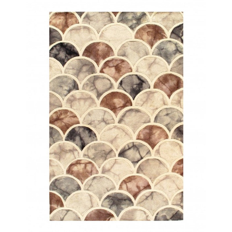 Tapis brun/gris touffeté géométrique fait main Valor