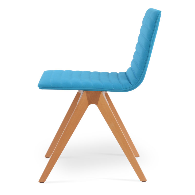 Chaise d'appoint de 15 po de largeur, Naturel, Tissu Turquoise