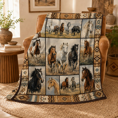 50 pi x 60 po, couverture en flanelle Western Horse
