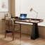Bureau brun clair + bois massif rectangulaire noir + bureaux en fer-107978707