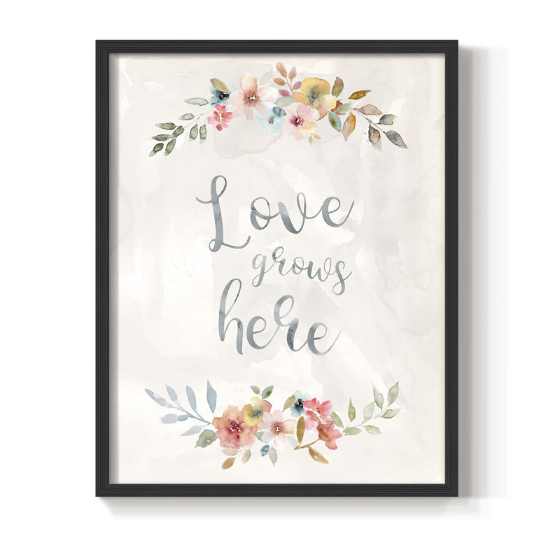 «Floral Love», reproduction encadrée - bois massif, H 21 po x l 17 po, Noir, noir, noir, noir