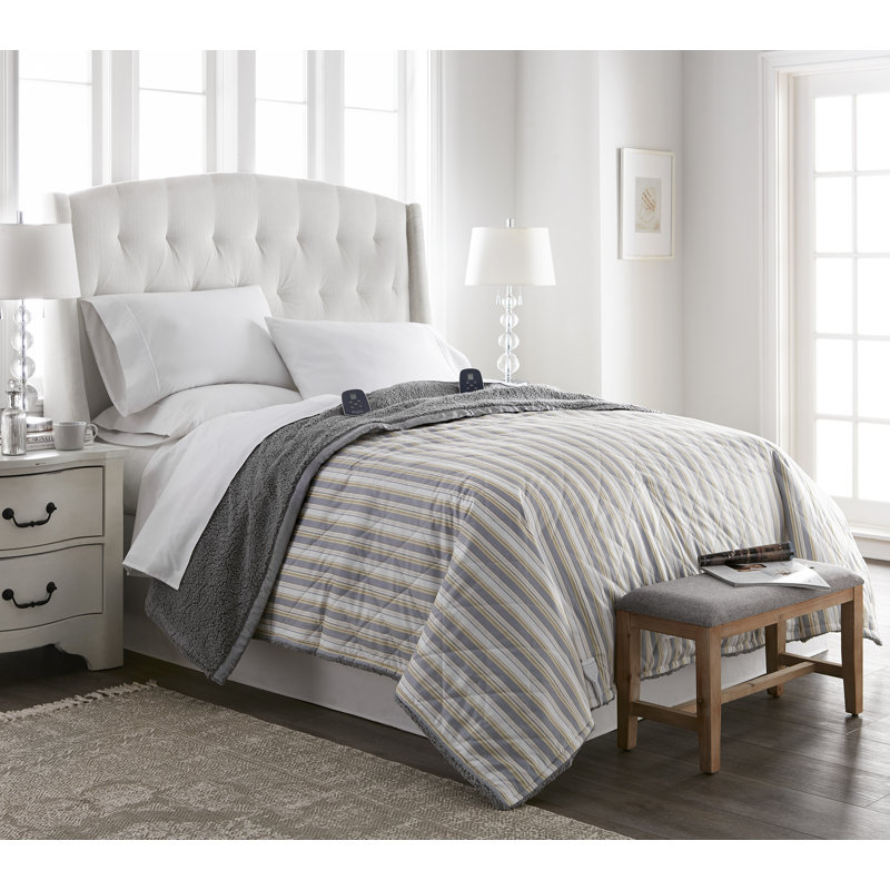 Couverture électrique en sherpa Micro Flannel®, Grand, Rayures métro