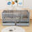 Storage Wooden Floor Bed with Guardrails and 2 Drawers-93548536-93548537