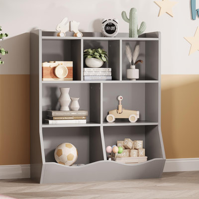 Three-Tier Kids Bookshelf and Bookcase and Toy Storage Rack for Storage Books and Toys for Children's Room, Playroom, Hallway, Kindergarten, Retro, Mu