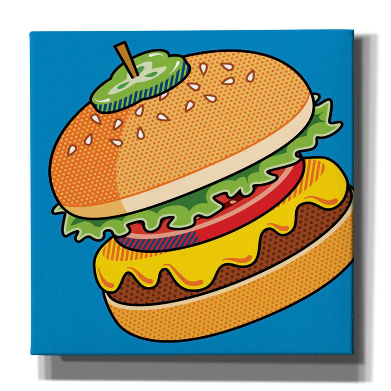 «Cheeseburger On Blue on Canvas» par Ron Magnes, reproduction, H 26 po x l 26 po x P 1,5 po