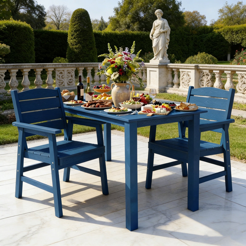 All Weather Outdoor 3 Pieces Patio Dining Sets With Umbrella Hole& Aluminum Frame For Outside Backyard/Porch/Deck, 1-Tables 2-Chairs