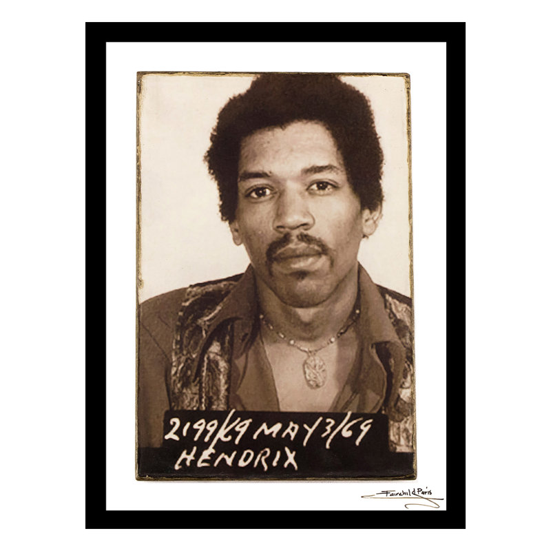 Jimi Hendrix - Mugshot - impression encadrée 14 x 18