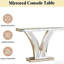 Table de vestibule en forme de V, table d'appoint en miroir, console