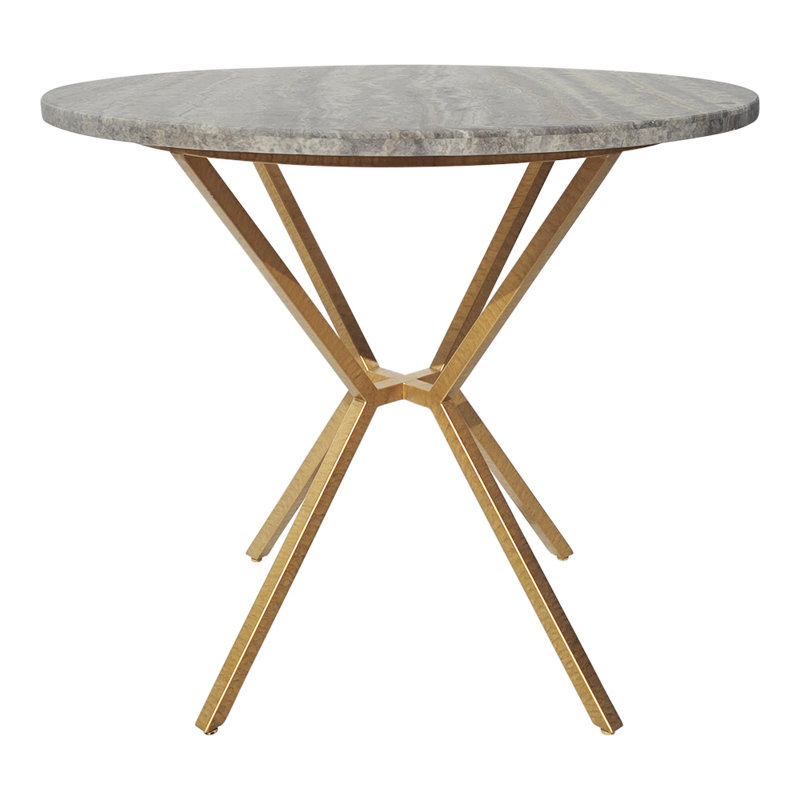 Vito's Round Stone Dining Table, Dark Gray/Gold