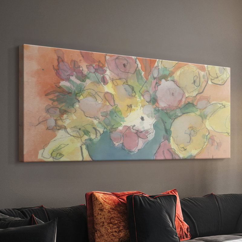 The Embrace Bouquet I - Toile tendue avec châssis - Prêt à accrocher, H 12 po x l 30 po