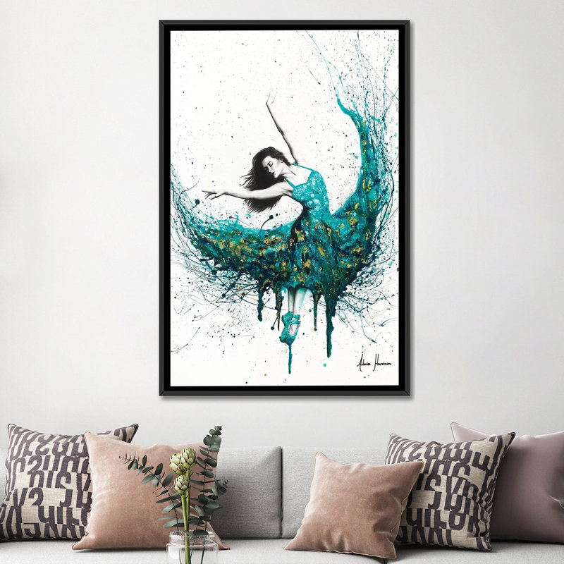 « chrysocolla nomad », impression sur toile, H 26 po x l 18 po x P 1,5 po, Toile encadrée noire, Pas de tapis