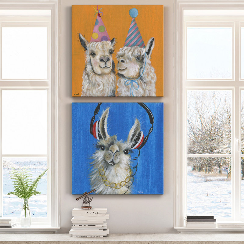 " Llama Party " 2 - Pieces, 10" H x 10" W x 1" D
