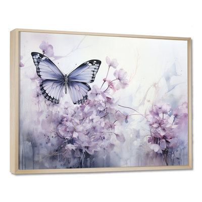 «Mauve papillon enchanté, vol I», art sur toile papillon