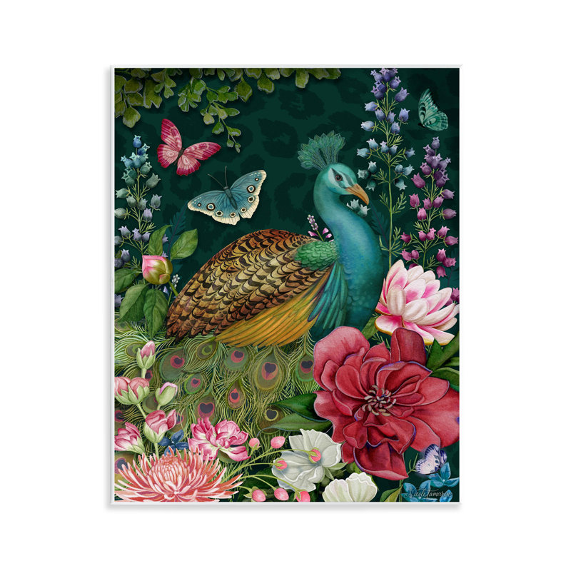 Plaque murale Wild Garden Peacock, design par Nicole Tamarin