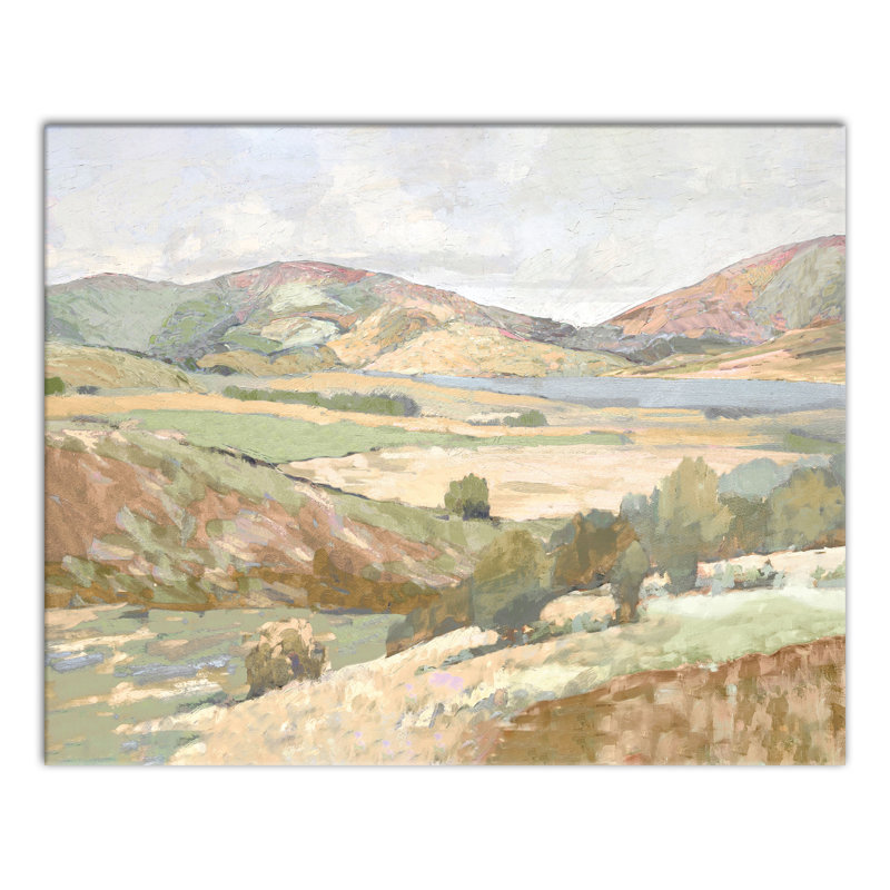 Doux paysage pastel sur toile, H 16 po x l 20 po x P 1,25 po
