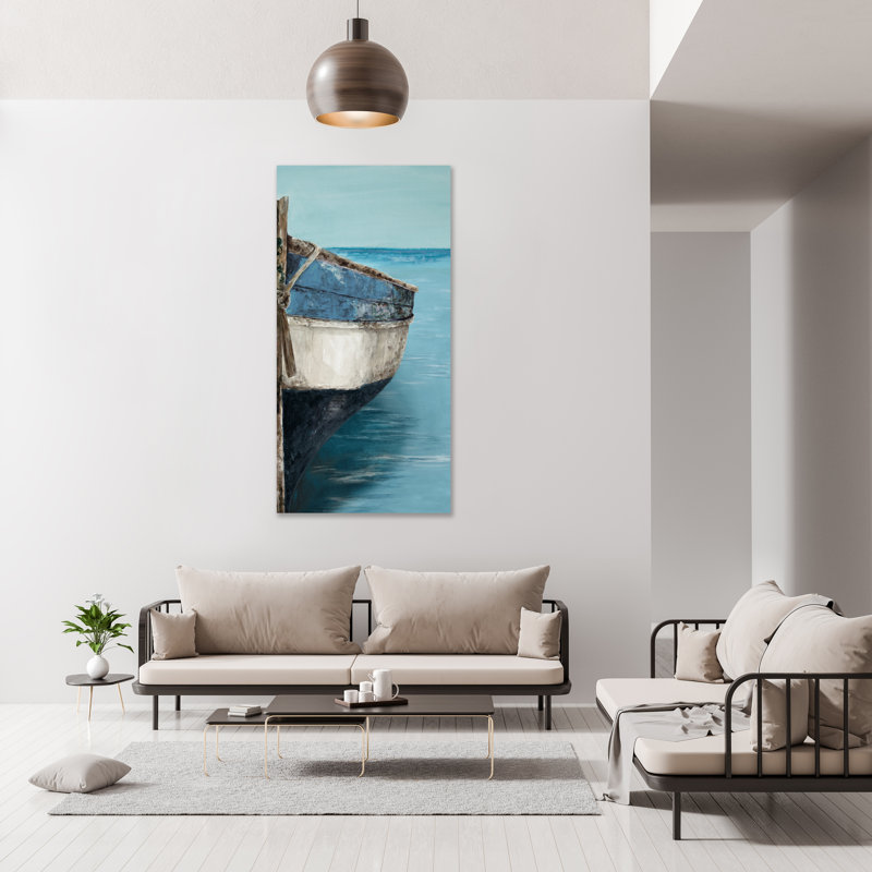 Mediterranean Boats V Print by Barclay Butera, 48" H x 24" W , Image Brush Gel