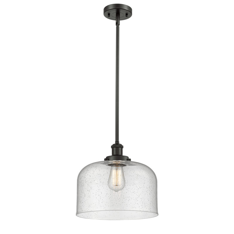 Mini luminaire suspendu avec tige 12 po Ballston Urban Bell, Grainé, Bronze frotté à l'huile, Ampoule non incluse